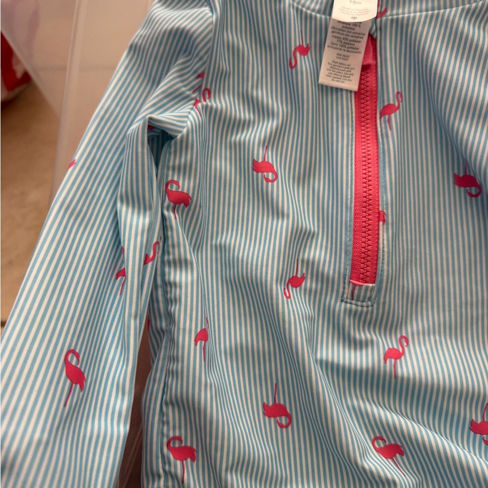 Flamingo Swim rash guard - Blue and Pink - Picture 4 of 6